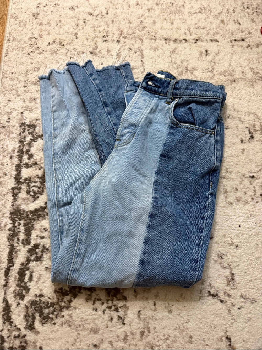 Two-Tone Patchwork Denim Jeans - Blue Pacsun